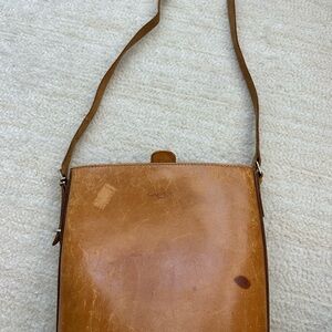 Vintage Courreges Cognac Leather Crossbody Bag